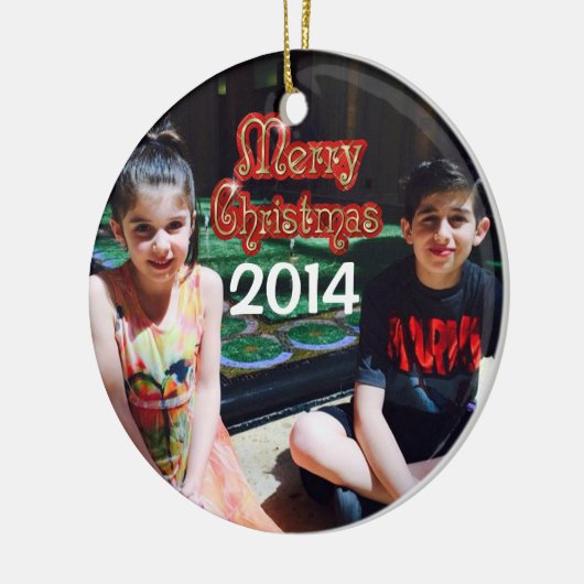 Personalisierte Weihnachtsverzierung 2014 Keramikornament (Links)