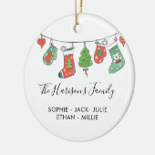 Personalisierte Weihnachtswasserfarben-Strümpfe Keramik Ornament (Links)