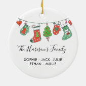 Personalisierte Weihnachtswasserfarben-Strümpfe Keramik Ornament (Hinten)