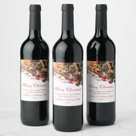 Personalisierte Weihnachtsweinetiketten | Feriende Weinetikett (Flaschen)