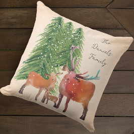 Personalisierte Weihnachtswildfamilie Kissen