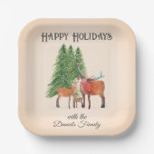 Personalisierte Weihnachtswildfamilie Pappteller (Vorderseite)
