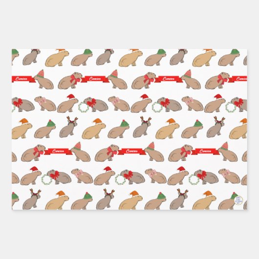 Personalisierte Weihnachtszeit Capybara Niedliche Geschenkpapier Set (Vorderseite)