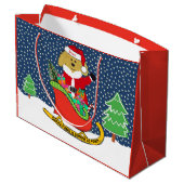 Personalisierte Weihnachtszeit Golden Doodle Große Geschenktüte (Rückseite Schrägansicht)