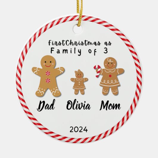 Personalisierte Weihnachtszeit mit 3 Individuellen Keramik Ornament (Vorne)