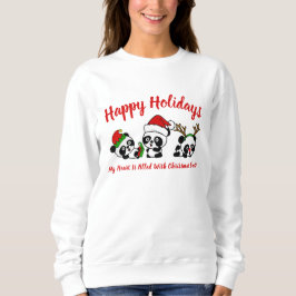 Personalisierte Weihnachtszeit Pandas Langschläfch Sweatshirt