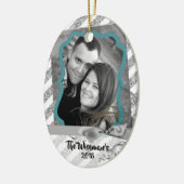 Personalisierte Weihnachtszeit Silv Glitzer FOTO O Keramik Ornament (Links)