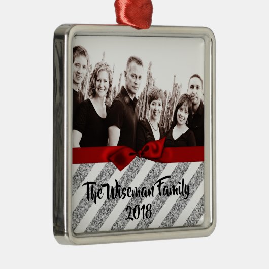 Personalisierte Weihnachtszeit Silv Glitzer FOTO O Ornament Aus Metall (Rechts)