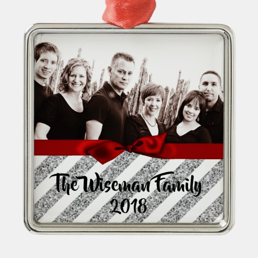 Personalisierte Weihnachtszeit Silv Glitzer FOTO O Ornament Aus Metall (Vorne)