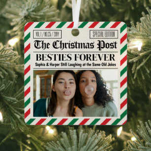 Personalisierte Weihnachtszeitung Freund Geschenk Ornament Aus Metall