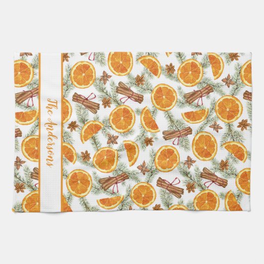 Personalisierte Weihnachtszitrone Geschirrtuch (Horizontal)