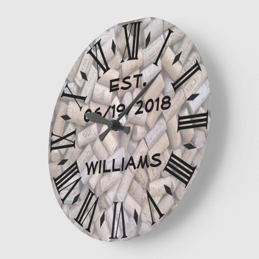 Personalisierte Wein-Korken Große Wanduhr (Winkel)