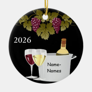PERSONALISIERTE WEIN LIEBHABER 2014 WEIHNACHTSCHMU KERAMIK ORNAMENT