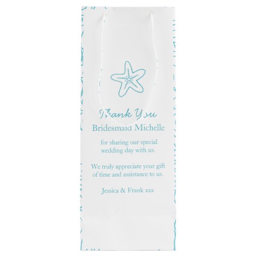 Personalisierte Weinbeutel mit Seesternblauer Gast Geschenktüte Für Weinflaschen (Rückseite)