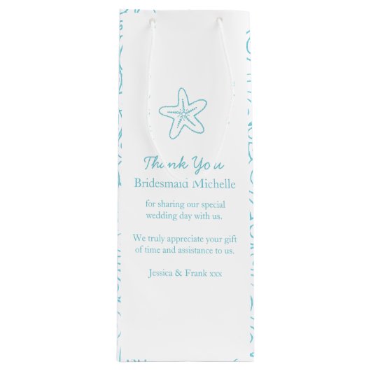 Personalisierte Weinbeutel mit Seesternblauer Gast Geschenktüte Für Weinflaschen (Vorderseite)