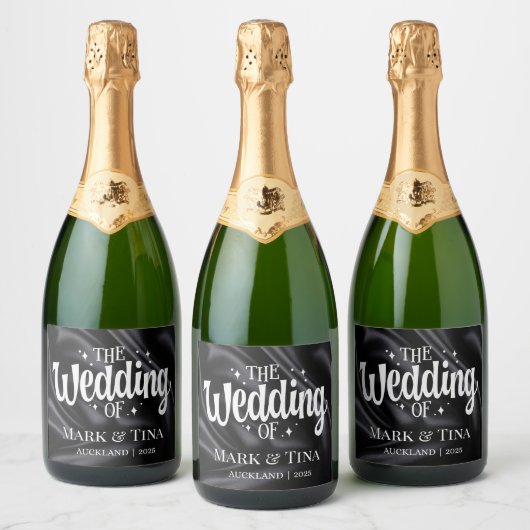Personalisierte Weinetiketten | Luxuriöse Hochzeit Schaumweinetikett (Flaschen)