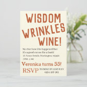 Personalisierte Weisheit Falten Wein lustigen Gebu Einladung (Stehend Vorderseite)