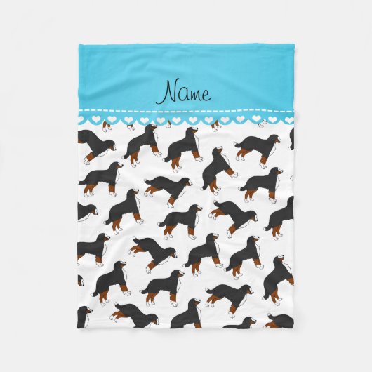 Personalisierte weiße Bernese Gebirgsnamenshunde Fleecedecke (Vorderseite)