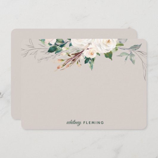 Personalisierte Weiße Blumengrün Frau. Mitteilungskarte (Vorne/Hinten)