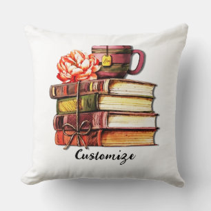 Personalisierte weiße Bücher und Tee Kissen