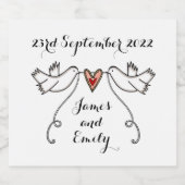 Personalisierte weiße Doves Hochzeitsmarkierungen Schaumweinetikett (Einzelnes Label)
