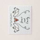 Personalisierte weiße Doves Wedding Jigsaw Puzzle (Vertikal)
