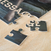 Personalisierte weiße Einhorn-Blumen Puzzle (Seite)