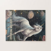 Personalisierte weiße Einhorn-Blumen Puzzle (Horizontal)
