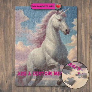 Personalisierte weiße Einhornwolken Puzzle