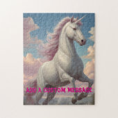 Personalisierte weiße Einhornwolken Puzzle (Vertikal)