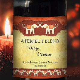 Personalisierte weiße Elefanten Hochzeitwein Weinetikett