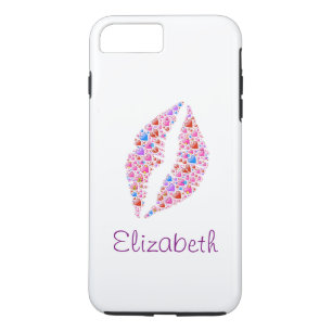Personalisierte weiße, farbenfrohe Lippen des Herz Case-Mate iPhone Hülle
