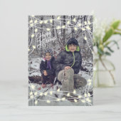 Personalisierte weiße Feiertags-Lichter Feiertagskarte (Stehend Vorderseite)