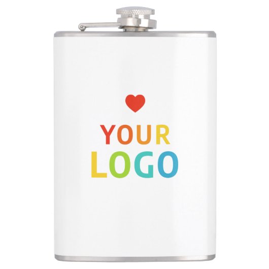 Personalisierte weiße Flaschen mit Ihrem Firmenlog Flachmann (Vorderseite)