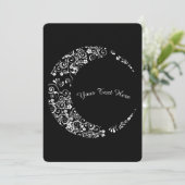 Personalisierte, weiße, florale Halbmondkarte Einladung (Stehend Vorderseite)