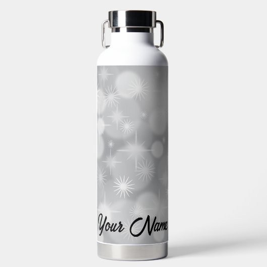 Personalisierte weiße Glitzern Trinkflasche (Vorderseite)