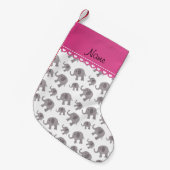 Personalisierte weiße graue Namenselefanten Kleiner Weihnachtsstrumpf (Vorderansicht (hängend))