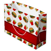 Personalisierte weiße Hamburgernamensfischrogen Große Geschenktüte (Rückseite Schrägansicht)