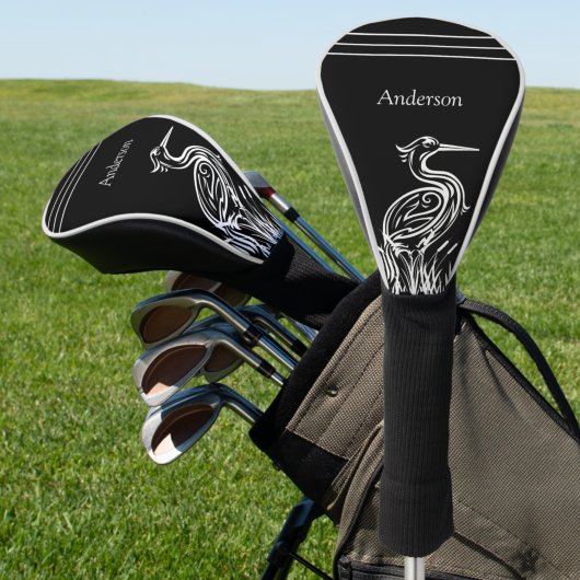 Personalisierte Weiße Heringe Birds Black Golf Headcover
