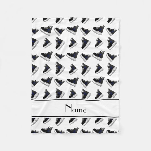 Personalisierte weiße Hockey-NamensSkate Fleecedecke (Vorderseite)