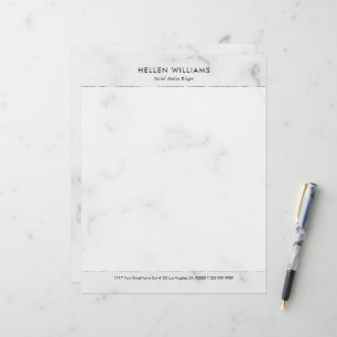Personalisierte, weiße Imitate Marmor Silver Accen Briefbogen