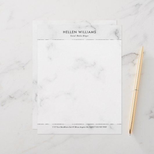 Personalisierte, weiße Imitate Marmor Silver Accen Briefbogen (Vorderseite/Rückseite Beispiel)