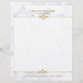 Personalisierte weiße Imitate Marmorgoldblütenakze Briefbogen (Vorne/Hinten)