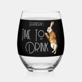 Personalisierte Weiße Kaninchenzeit zum Trinken Weinglas Ohne Stiel (Rückseite)