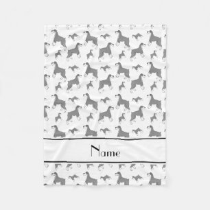 Personalisierte weiße MiniaturSchnauzernamenshund Fleecedecke