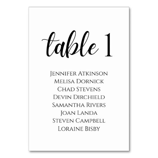 Personalisierte Weiße Moderne Hochzeit Tischnummer (Vorderseite)