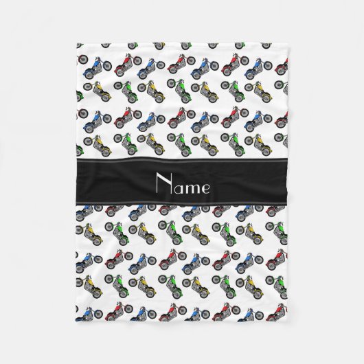 Personalisierte weiße Namensmotorräder Fleecedecke (Vorderseite)