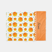 Personalisierte weiße Pfirsiche grüne Blätter wirb Fleecedecke (Vorderseite (Horizontal))