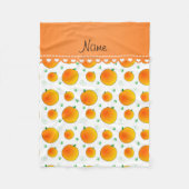 Personalisierte weiße Pfirsiche grüne Blätter wirb Fleecedecke (Vorderseite)