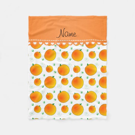 Personalisierte weiße Pfirsiche grüne Blätter wirb Fleecedecke (Vorderseite)